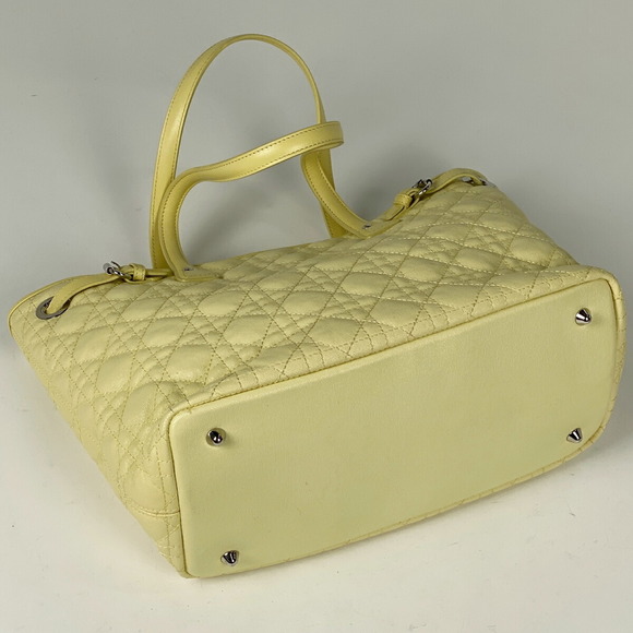 Dior  Panarea Christian Yellow Handbag Cannage Tote Canvas - Picture 1 of 6